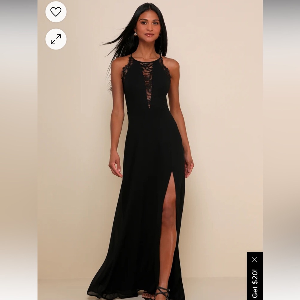 Lulus Black Romantic Mood Lace Dress